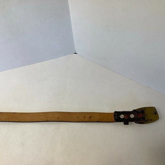 Vintage Gold Wing Leather Belt w/Buckle BB-317 Alumaline 4108 45" - Picture 6 of 6